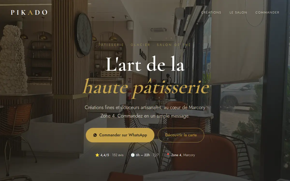 Après : le site de Pikado en style Élégant, fait par Web Studio.